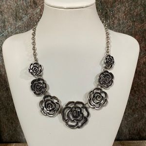 Silver Rose Chain Necklace